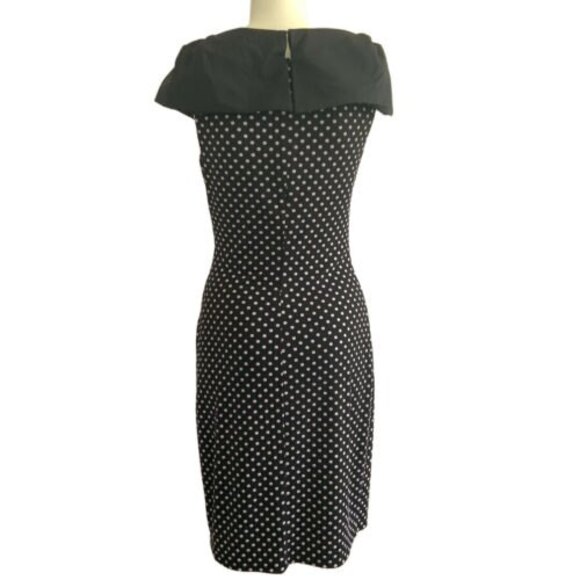 Joseph Ribkoff Black Polka-dot Dress Cap Sleeves Faux Wrap Stretch 8 - Picture 2 of 10
